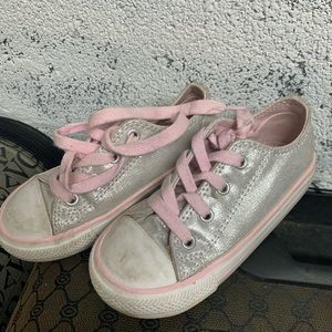 Silver glitter with pink converse